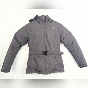 Women'sThe North Face Belted Goose Down Hyvent Winter Jacket Coat Hooded Sz Sm